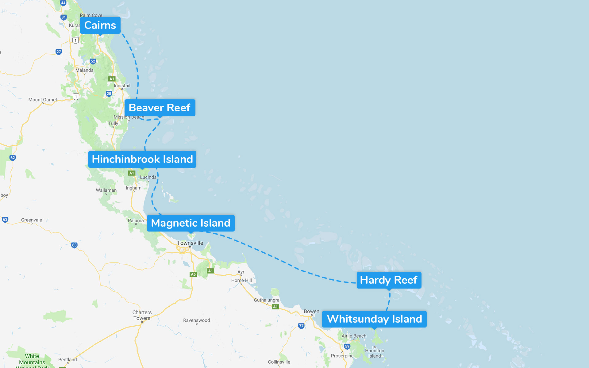 Cairns - Whitsundays (3 jours) itinerary