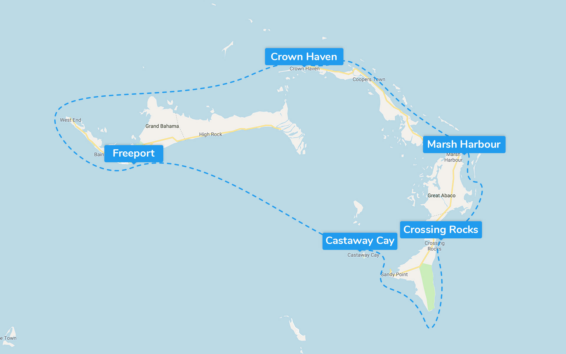 Freeport et les Abacos (5 jours) itinerary