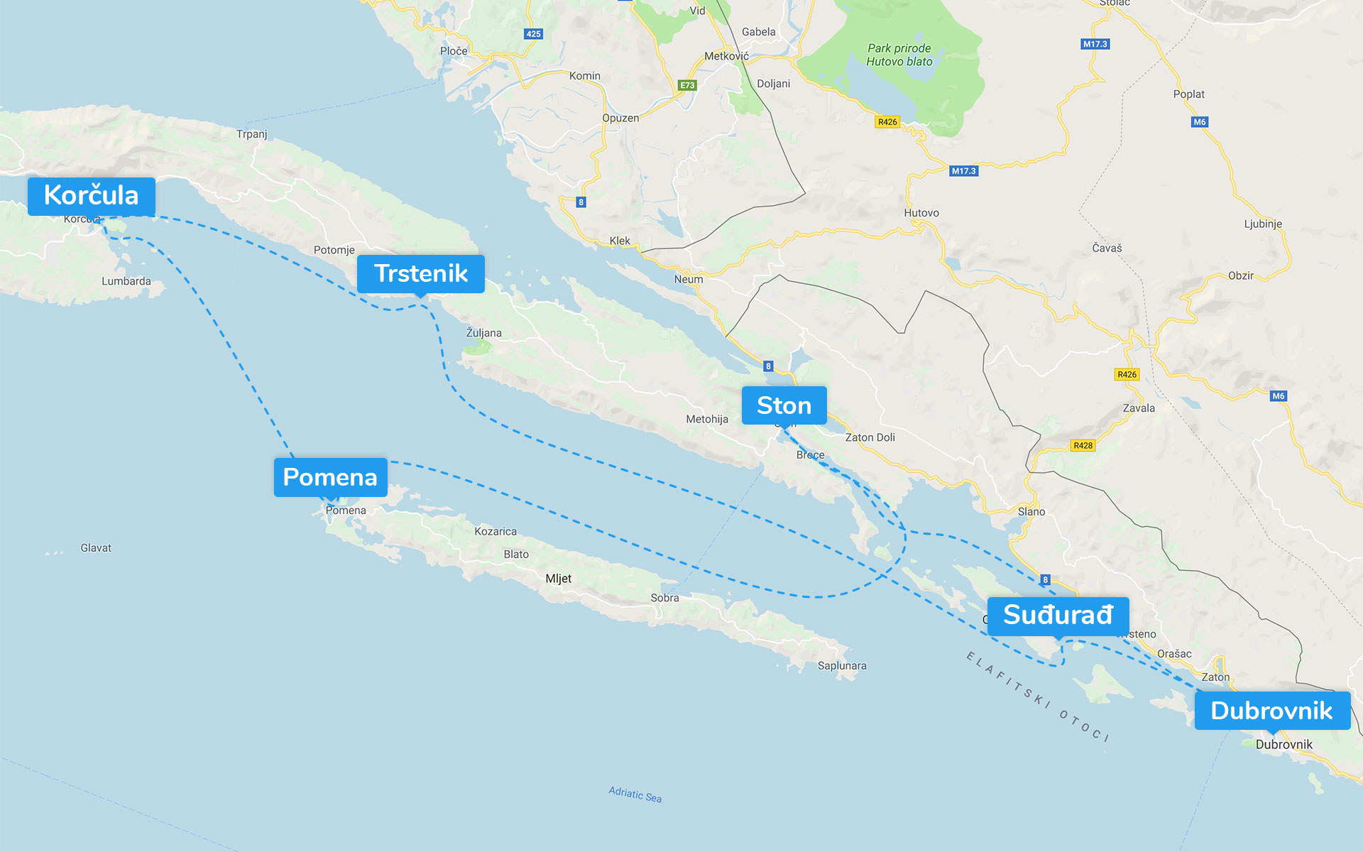 South Dalmatia (7days) itinerary