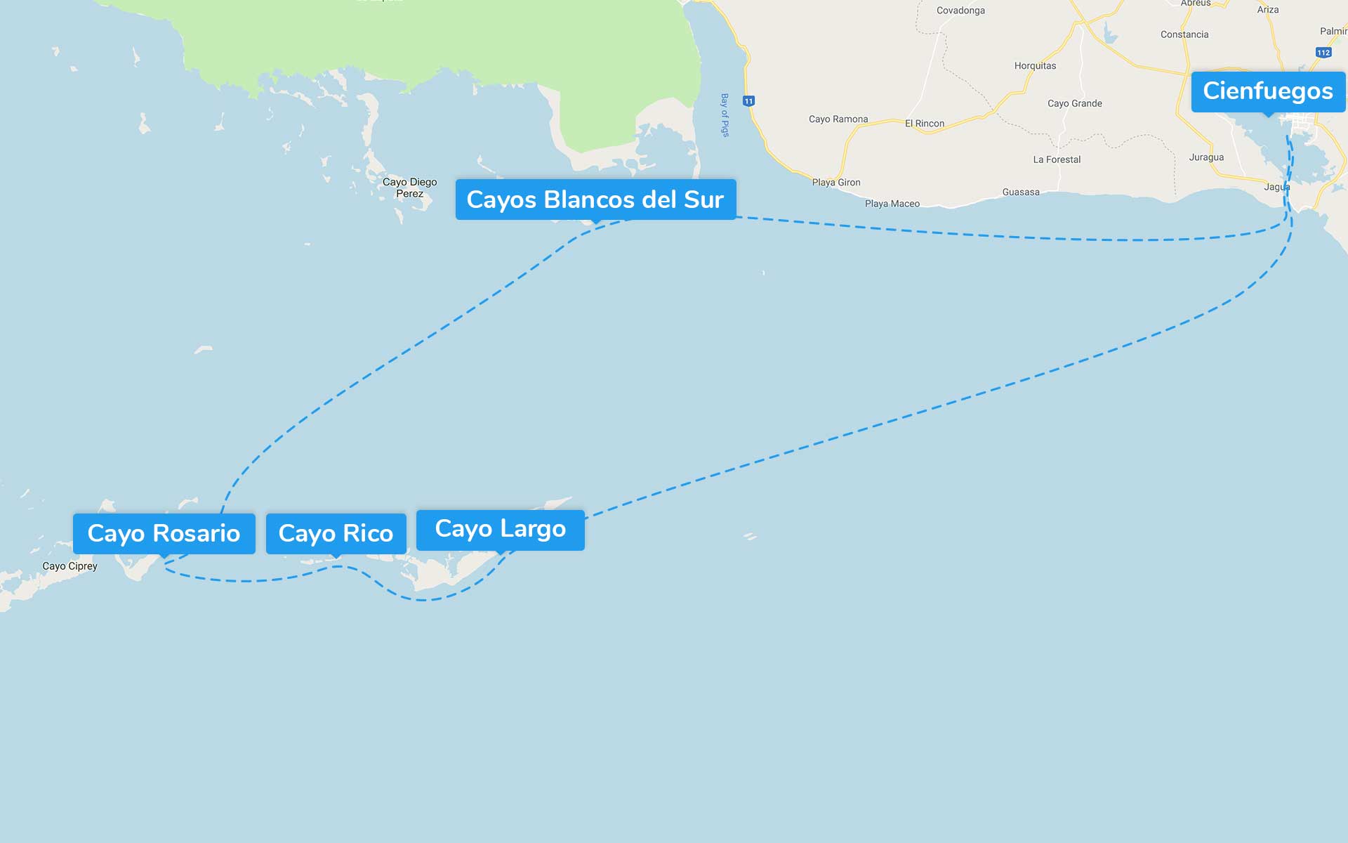 Cienfuegos - Les Cayos (4 jours) itinerary