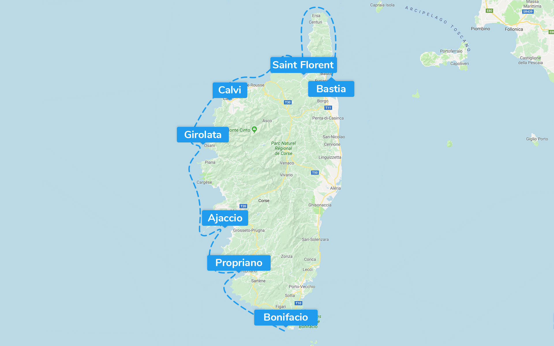Around Corsica (6days) itinerary