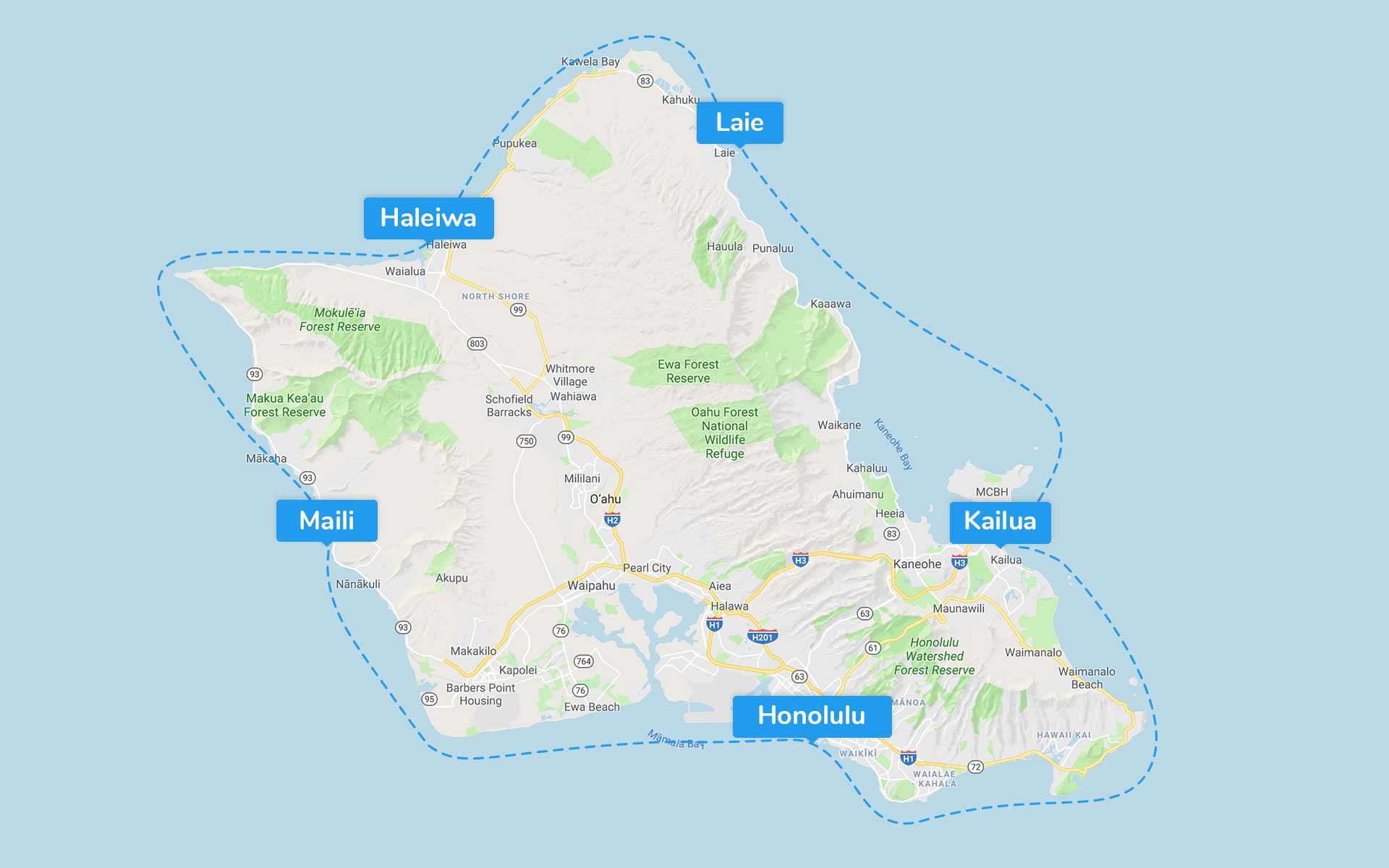Around O'ahu (5days) itinerary