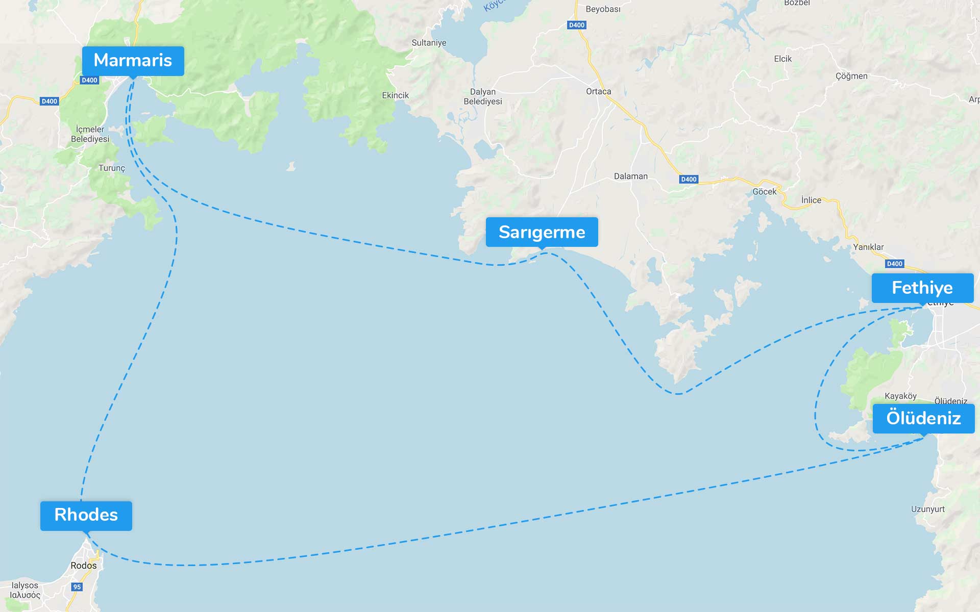 Marmaris - Rodas - Fethiye (4 días) itinerary