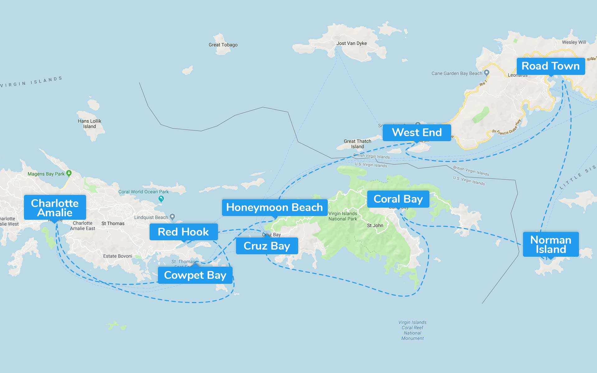 USVI e BVI (7 giorni) itinerary